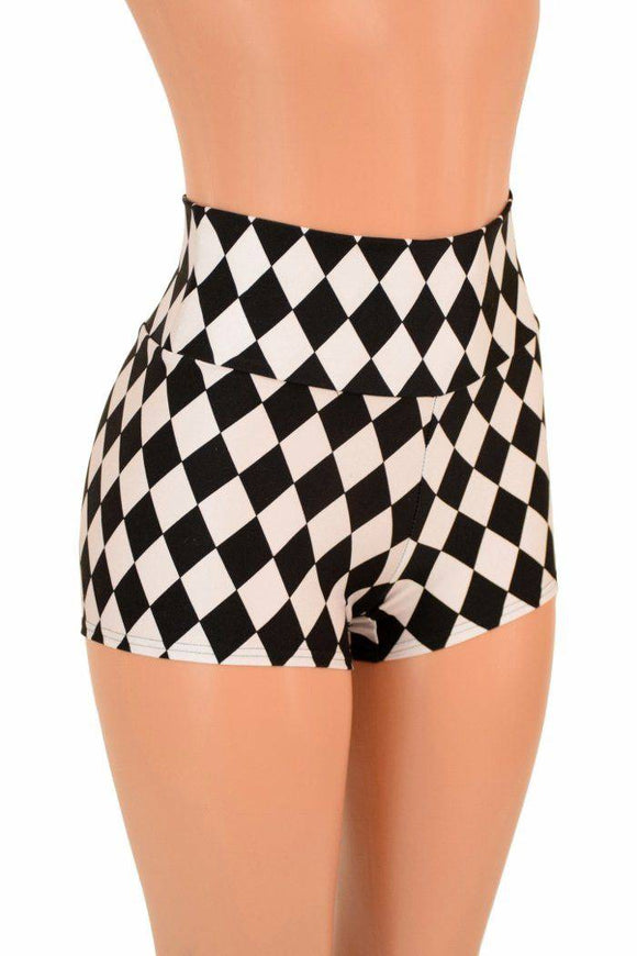 Diamond Print High Waist Shorts - Coquetry Clothing