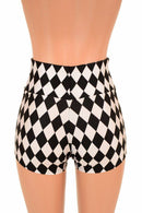 Diamond Print High Waist Shorts - Coquetry Clothing