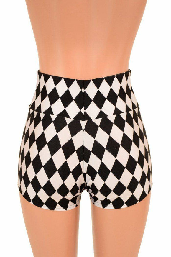 Diamond Print High Waist Shorts - Coquetry Clothing