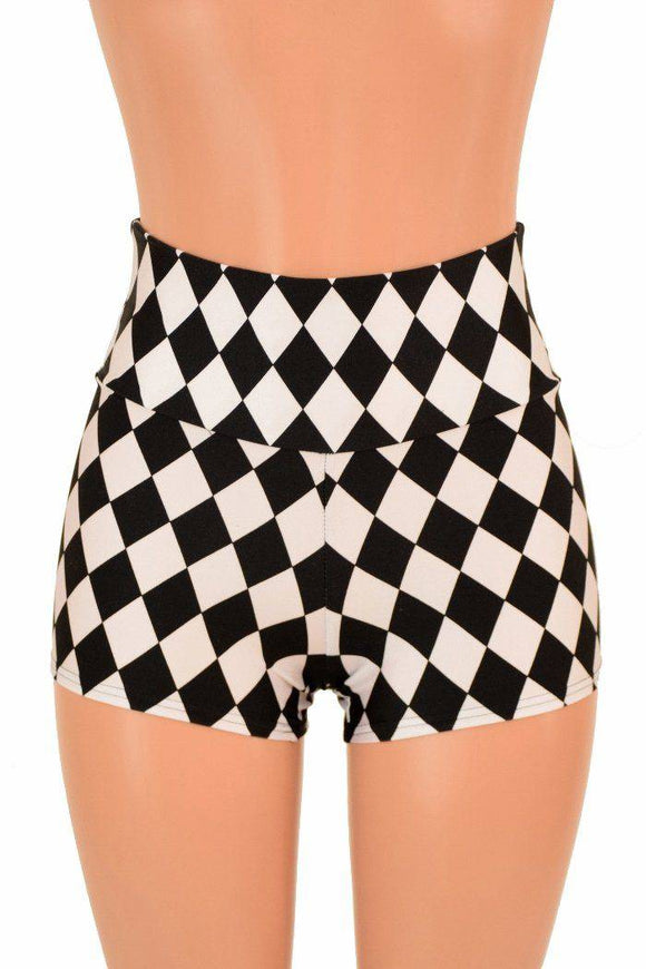 Diamond Print High Waist Shorts - Coquetry Clothing