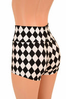 Diamond Print High Waist Shorts - Coquetry Clothing
