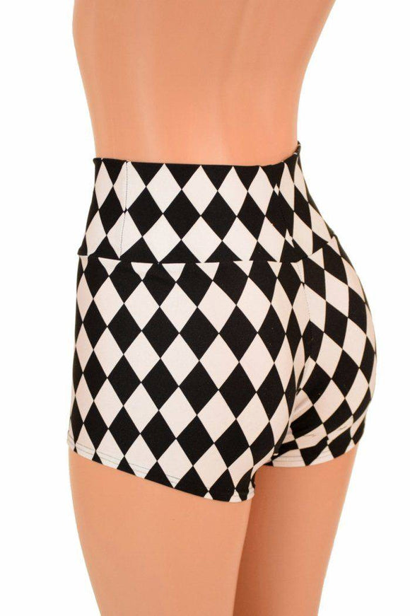 Diamond Print High Waist Shorts - Coquetry Clothing