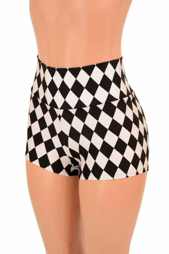 Diamond Print High Waist Shorts - Coquetry Clothing