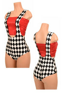Diamond Print Suspender Romper - Coquetry Clothing