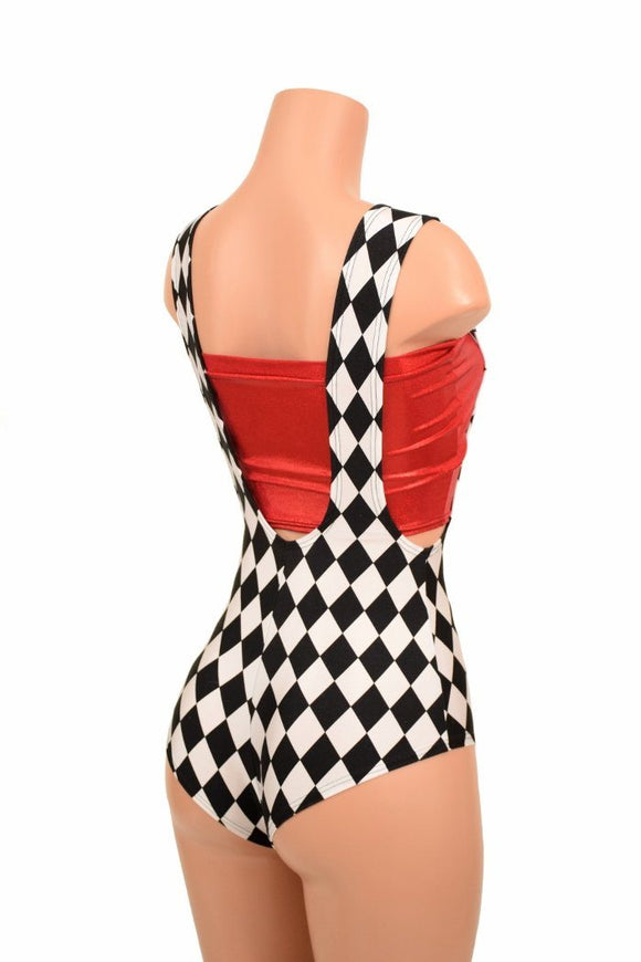 Diamond Print Suspender Romper - Coquetry Clothing