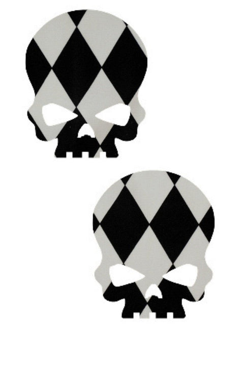 Black & White Diamond Skulls Pasties - Coquetry Clothing