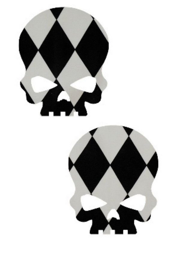 Black & White Diamond Skulls Pasties - 1