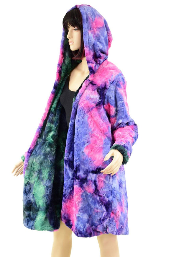 Double Minky Reversible A Line Coat - Coquetry Clothing