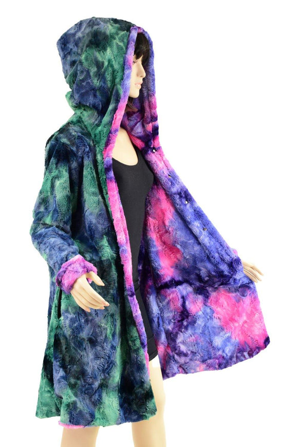 Double Minky Reversible A Line Coat - Coquetry Clothing