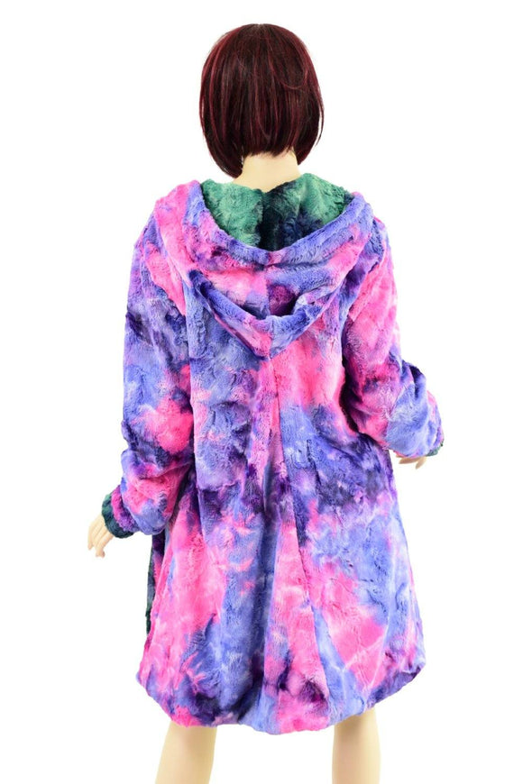 Double Minky Reversible A Line Coat - Coquetry Clothing