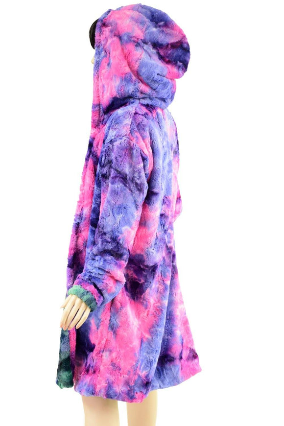 Double Minky Reversible A Line Coat - Coquetry Clothing