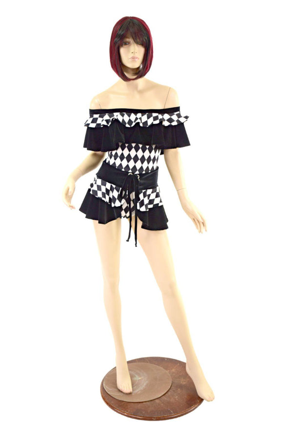 Double Ruffle Romper & Mini Skirt Set - Coquetry Clothing