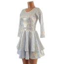 Double Ruffle Skater Dress with 3/4 Sleeves and Crew Neck - Coquetry Clothing