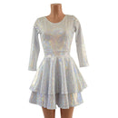 Double Ruffle Skater Dress with 3/4 Sleeves and Crew Neck - Coquetry Clothing