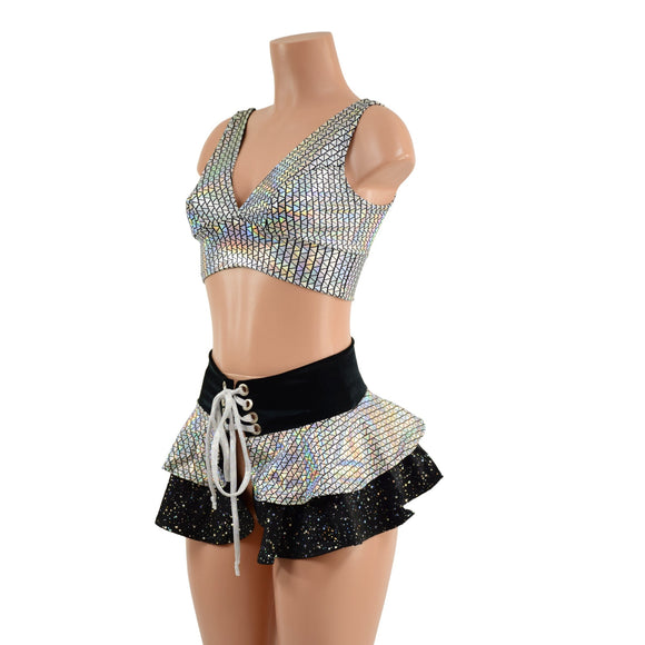Double Ruffle Ultra Mini Skirt & Starlette Set - Coquetry Clothing