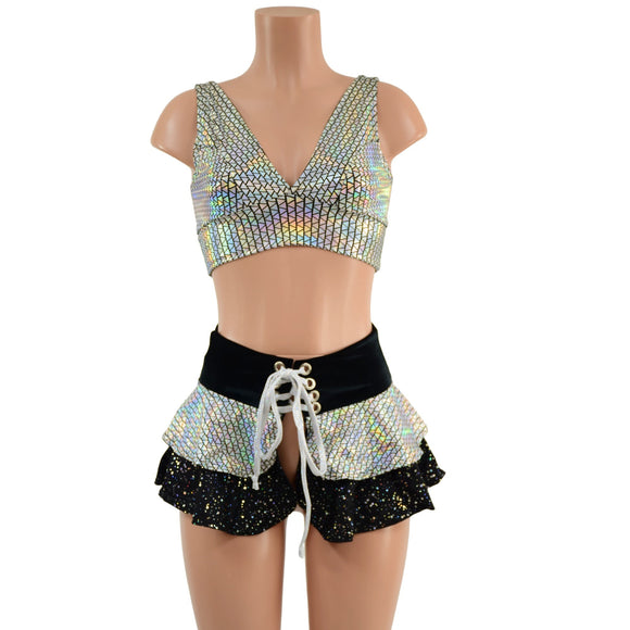 Double Ruffle Ultra Mini Skirt & Starlette Set - Coquetry Clothing