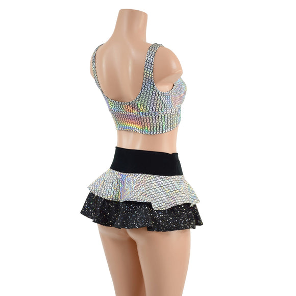 Double Ruffle Ultra Mini Skirt & Starlette Set - Coquetry Clothing