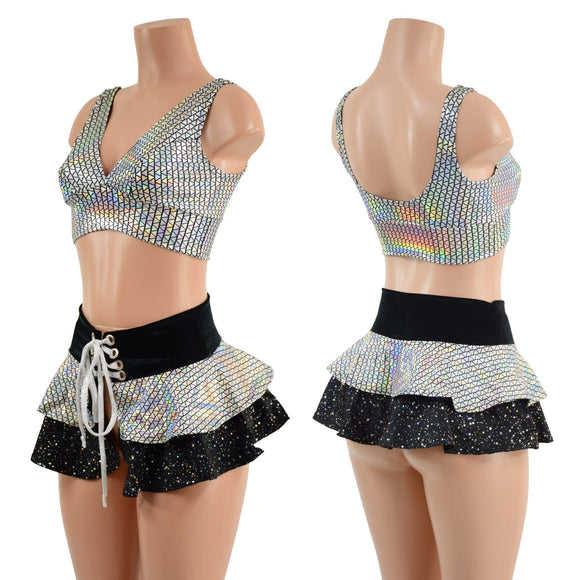 Double Ruffle Ultra Mini Skirt & Starlette Set - Coquetry Clothing