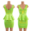 Double V Neck Peplum Top and Pencil Skirt Set - Coquetry Clothing