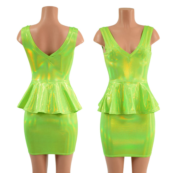 Double V Neck Peplum Top and Pencil Skirt Set - Coquetry Clothing