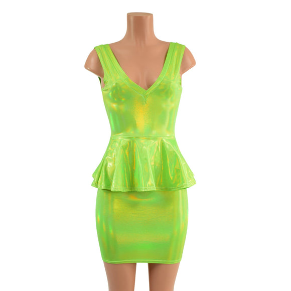 Double V Neck Peplum Top and Pencil Skirt Set - Coquetry Clothing