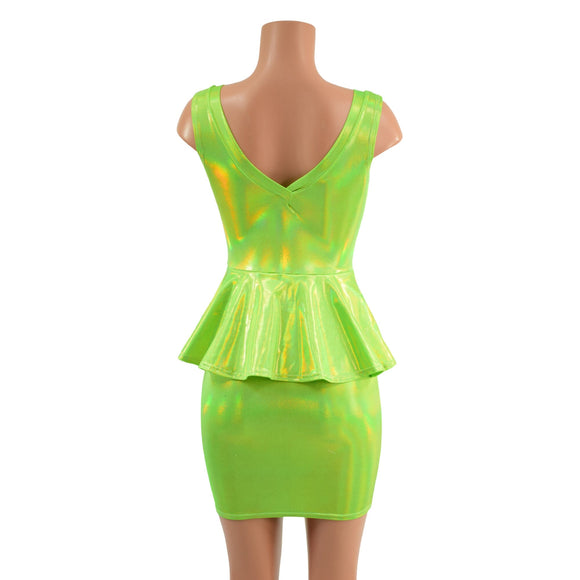 Double V Neck Peplum Top and Pencil Skirt Set - Coquetry Clothing