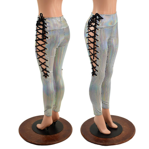 Prism Holographic Lace Up Leggings - Coquetry Clothing