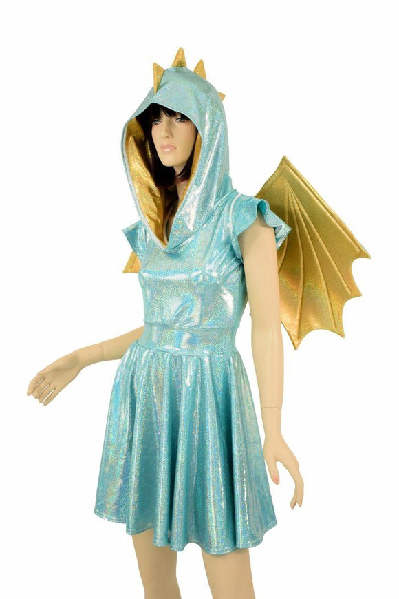 Dragon Hoodie Skater Dress with Wireless Wings - Coquetry Clothing