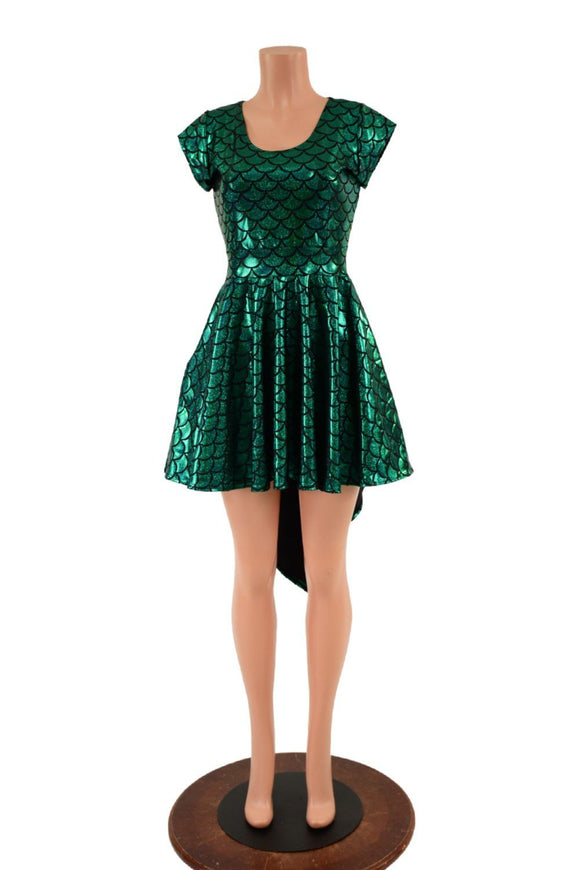 Dragon Spiked Pocket Skater Dress with Dragontail Hemline - Coquetry Clothing