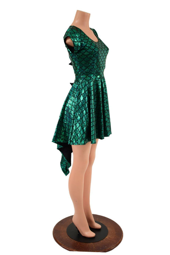Dragon Spiked Pocket Skater Dress with Dragontail Hemline - Coquetry Clothing