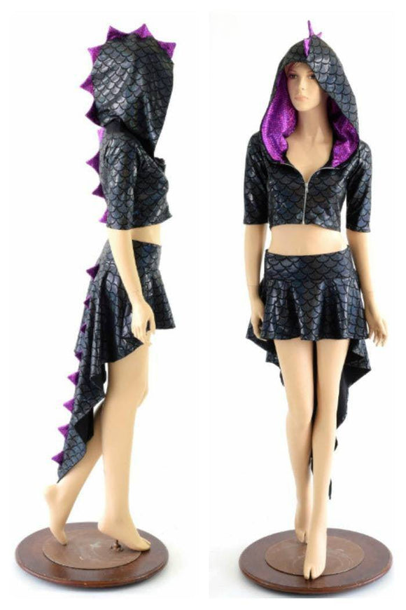 Dragon Tail Skirt & Crop Hoodie Set - Coquetry Clothing