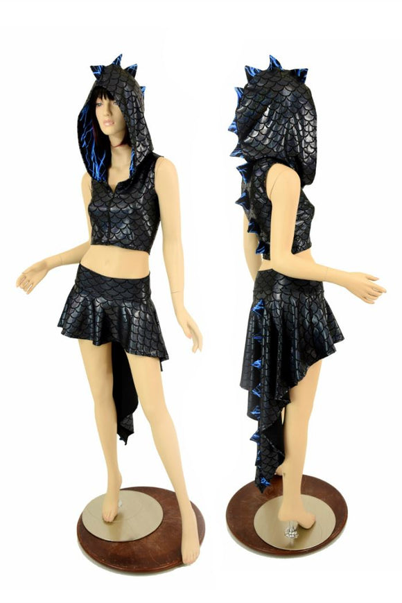 Dragon Tail Skirt & Crop Hoodie Set - Coquetry Clothing