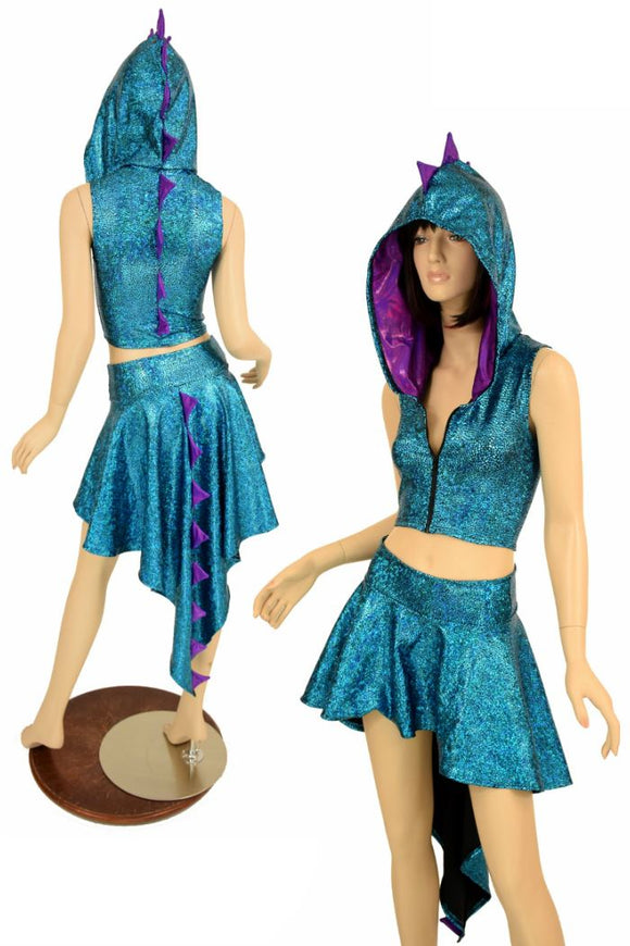 Dragon Tail Skirt & Crop Hoodie Set - Coquetry Clothing