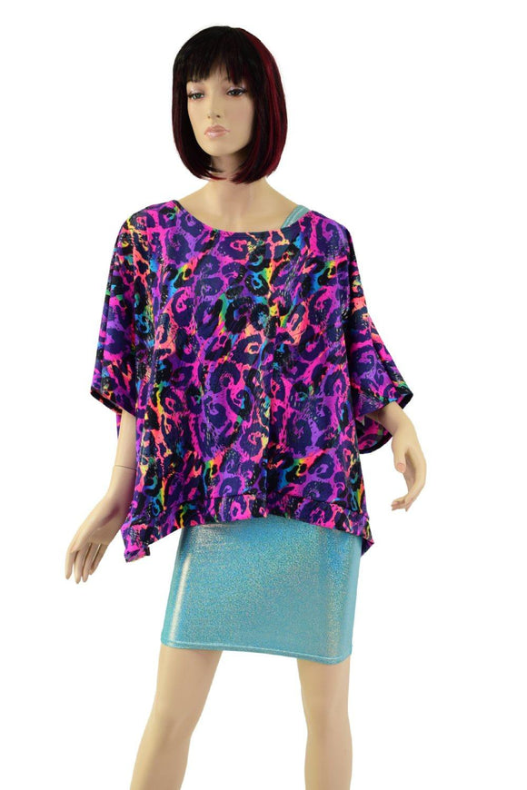 Drapey Pullover Poncho in Rainbow Leopard - Coquetry Clothing