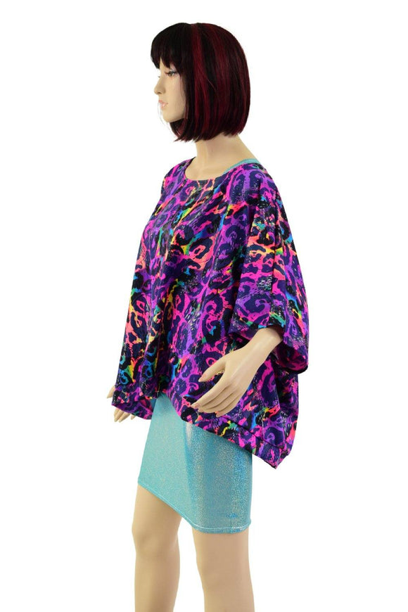 Drapey Pullover Poncho in Rainbow Leopard - Coquetry Clothing