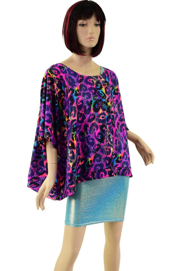 Drapey Pullover Poncho in Rainbow Leopard - Coquetry Clothing