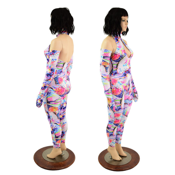 Dreamscape Catsuit & Matching Gloves Set - Coquetry Clothing