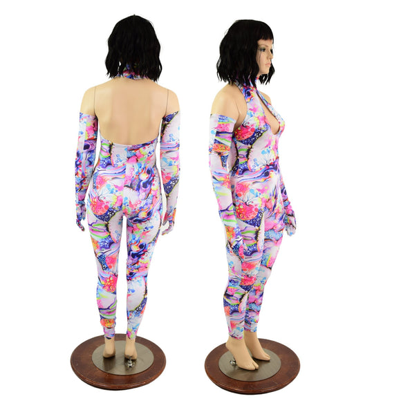 Dreamscape Catsuit & Matching Gloves Set - Coquetry Clothing
