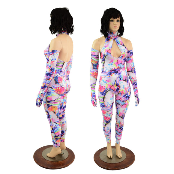 Dreamscape Catsuit & Matching Gloves Set - Coquetry Clothing