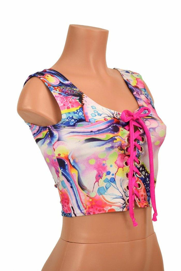 Dreamscape Lace Up Crop Tank - Coquetry Clothing