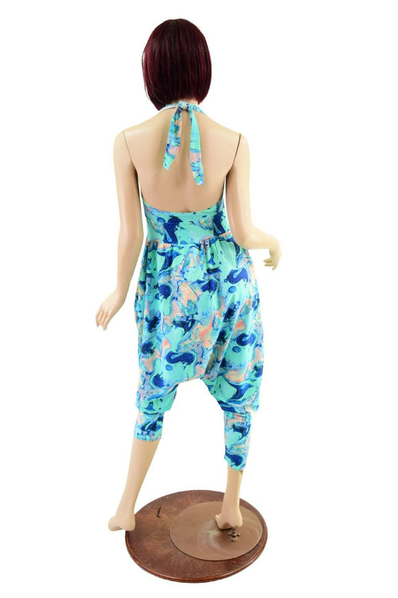 Drop Crotch Halter Jumpsuit in Lapis Lagoon - Coquetry Clothing