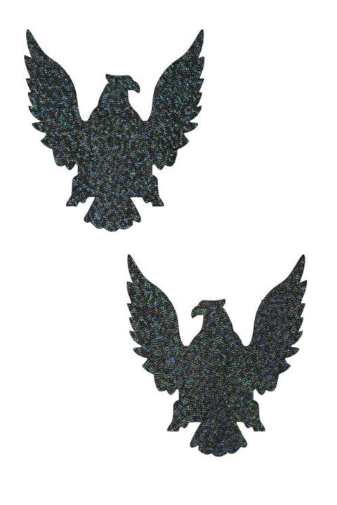 Black Holographic Eagle Pasties - Coquetry Clothing