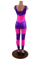 Evolution Seven Layer Catsuit in Neon Pink & Grape Holographic - Coquetry Clothing