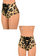 Leopard Print Front Lace Up Siren Shorts - 1