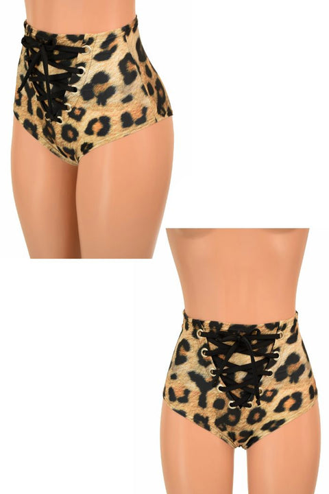 Leopard Print Front Lace Up Siren Shorts - Coquetry Clothing