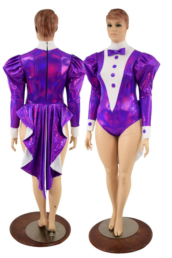 Faux Tux Romper with Tails, Tie, and Turtleneck - Coquetry Clothing