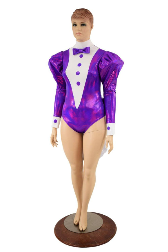 Faux Tux Romper with Tails, Tie, and Turtleneck - Coquetry Clothing
