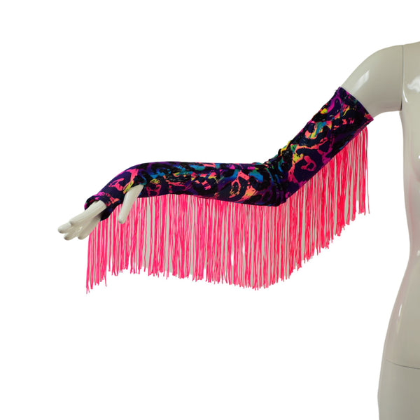 Fingerless Arm Warmer Gloves with Fringe - 3