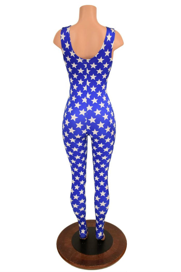 Lace Up Blue & White Star Catsuit - 4