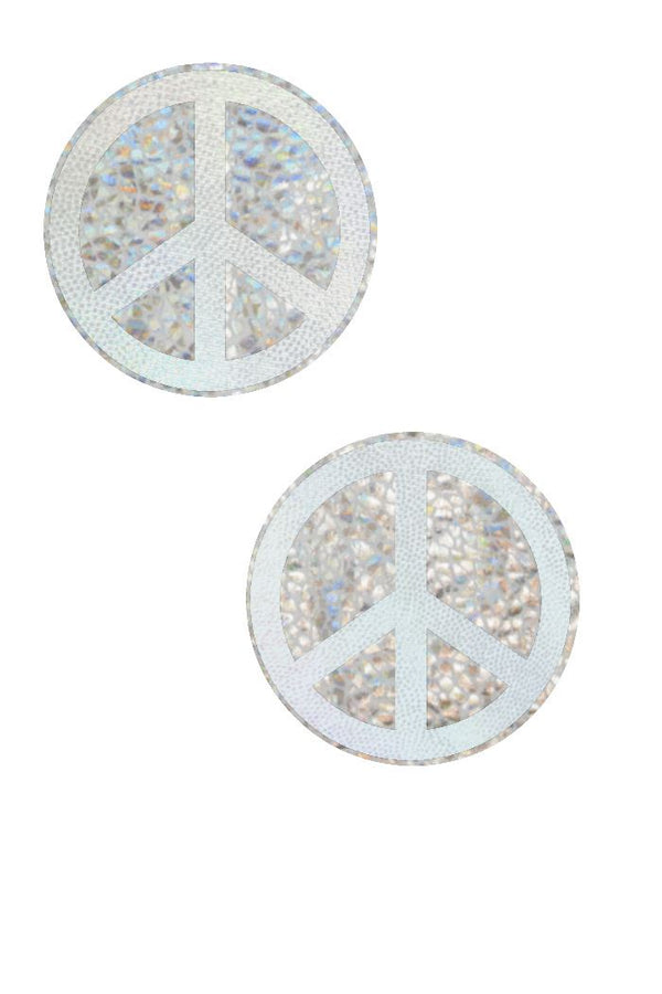 Silvery White Peace Sign Pasties - 1